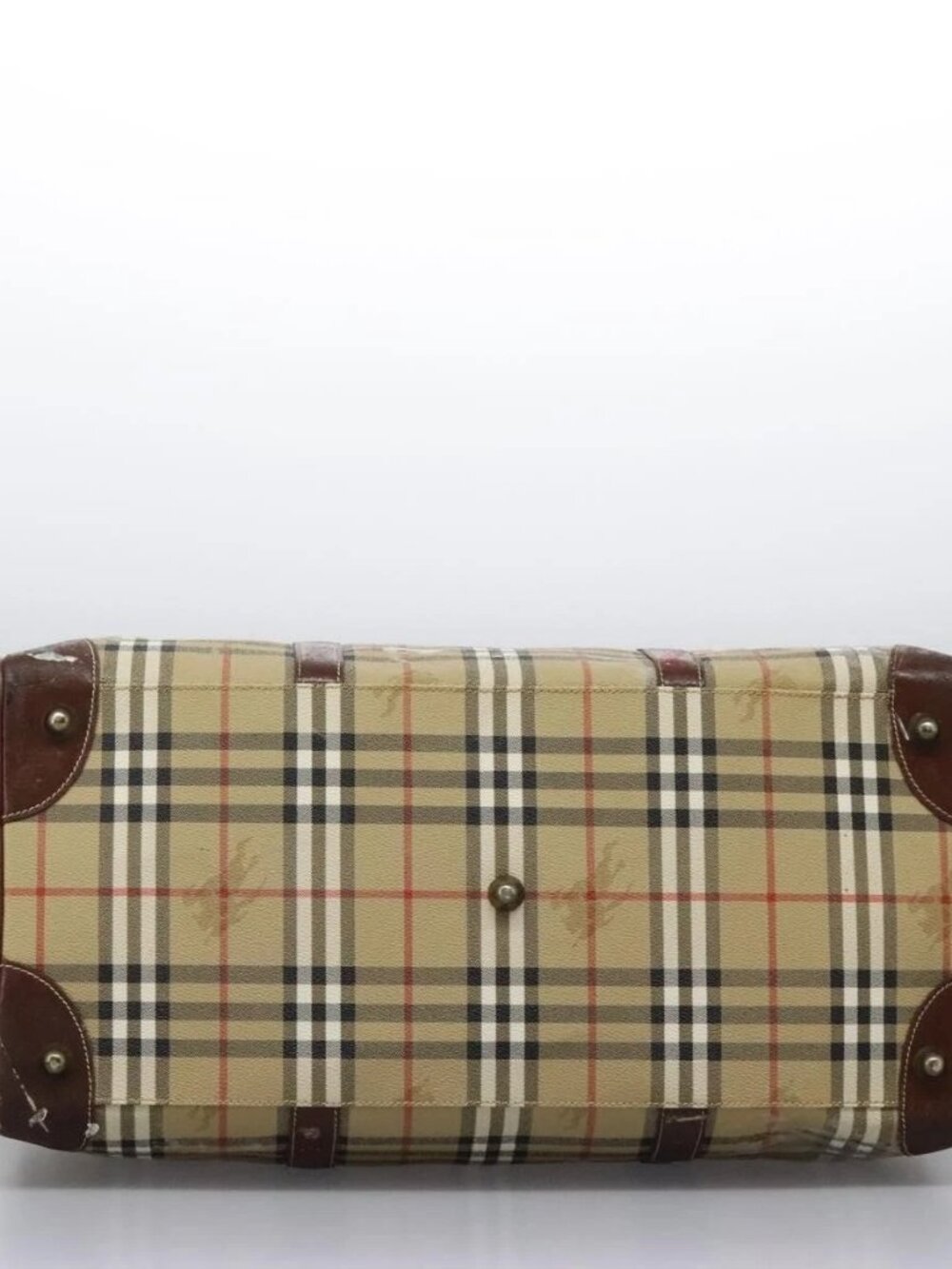 Burberrys Nova Check Boston Bag PVC 2way Beige Auth EC382 - Picture 6 of 16